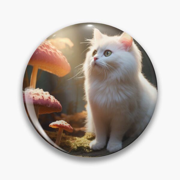 Item preview, Gatinho branco na floresta de cogumelos designed and sold by Polistchuk.