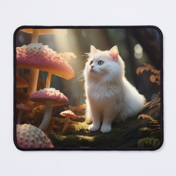 Item preview, Gatinho branco na floresta de cogumelos designed and sold by Polistchuk.