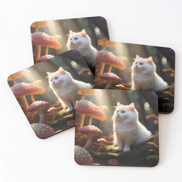 Item preview, Gatinho branco na floresta de cogumelos designed and sold by Polistchuk.