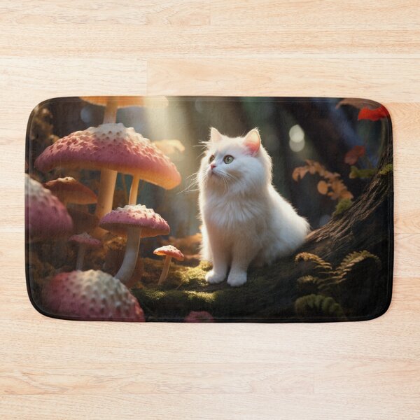 Item preview, Gatinho branco na floresta de cogumelos designed and sold by Polistchuk.