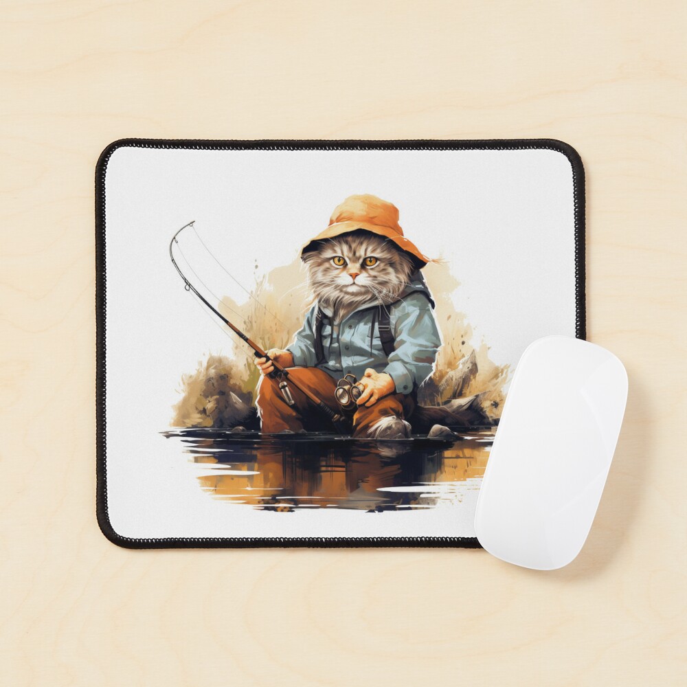 Cat On Fish Cat Fisherman  Art Board Print for Sale by