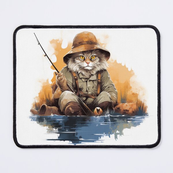 Item preview, Cat On Fish Cat Fisherman  designed and sold by ArtFromBeyond.