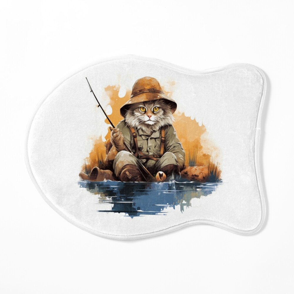 Cat On Fish Cat Fisherman | Pin