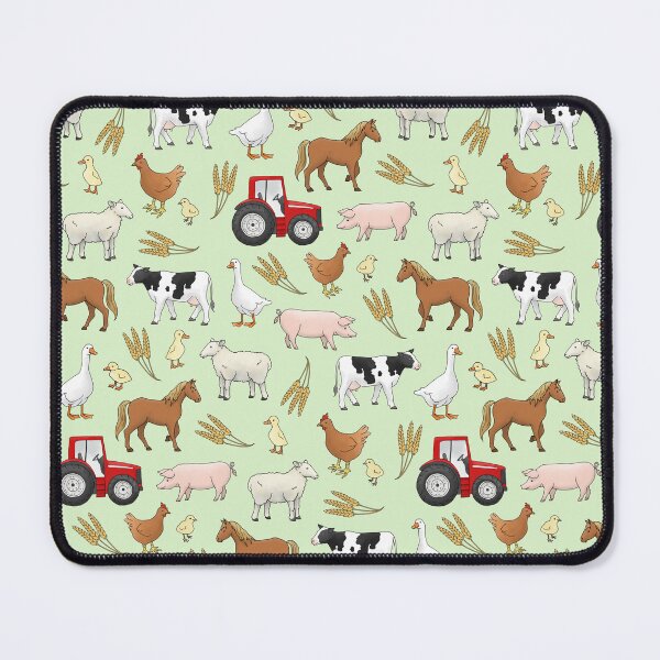Item preview, On The Farm pattern - red tractor, horse, cow, sheep, pig, geese and chicken animals with wheat designed and sold by HazelFisher.