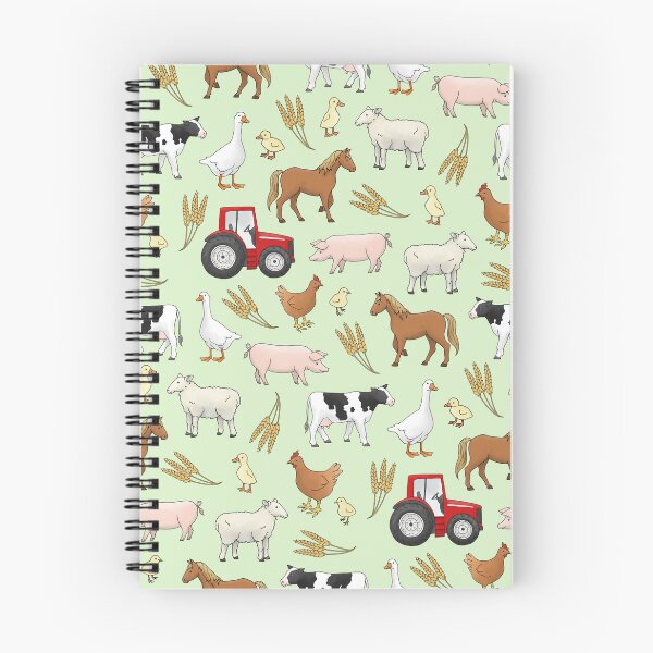 Item preview, On The Farm pattern - red tractor, horse, cow, sheep, pig, geese and chicken animals with wheat designed and sold by HazelFisher.