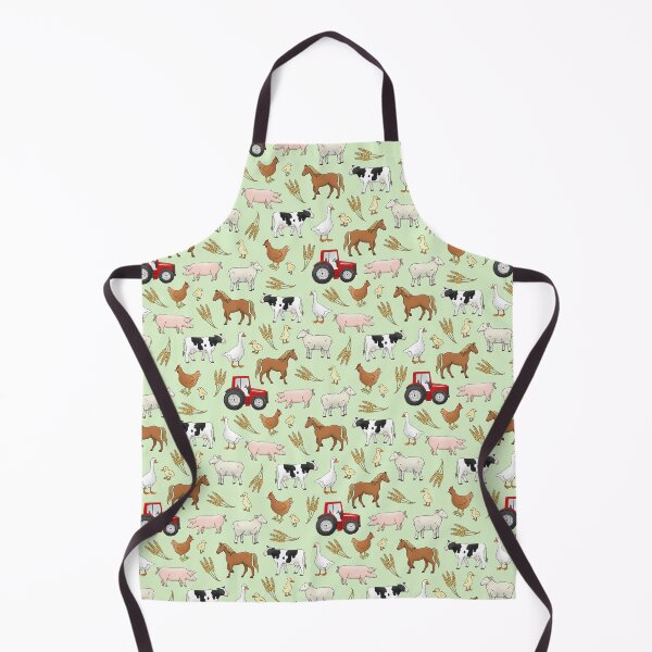 Item preview, On The Farm pattern - red tractor, horse, cow, sheep, pig, geese and chicken animals with wheat designed and sold by HazelFisher.