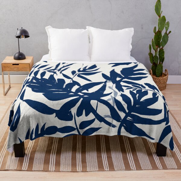 Item preview, Boho Blue Indigo Leaves Botanical Pattern designed and sold by trajeado14.