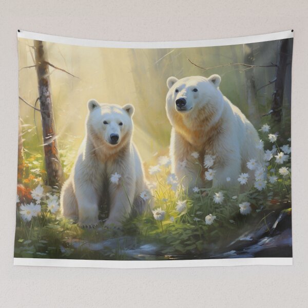 Item preview, Ursos polares fofos em um jardim florido  designed and sold by Polistchuk.