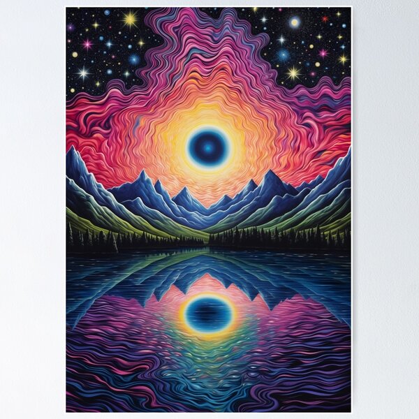 Item preview, Dreamscape Reflections: Psychedelic Lake and Majestic Mountains designed and sold by OdysseyArtworks.