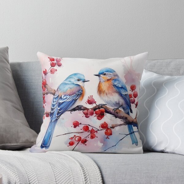 Item preview, Cute Blue Birds Resting on a Tree Branch (Watercolor Birds) designed and sold by danhoozem.