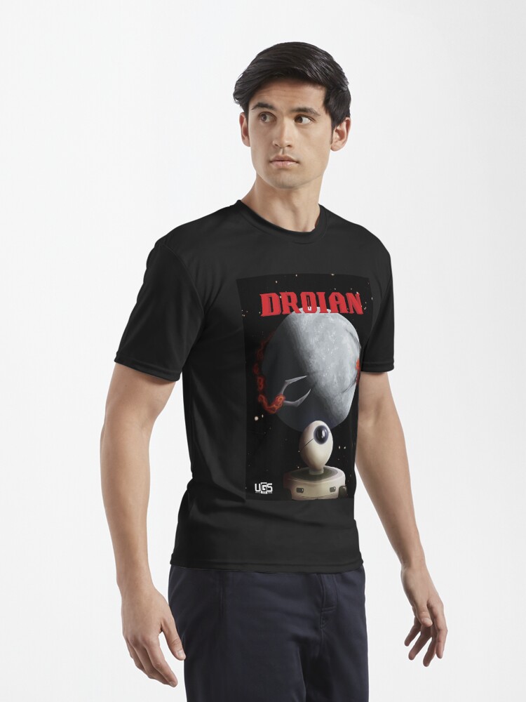 Thumbnail 3 of 7, Active T-Shirt, Droian The Indie Game - Retro Sci-fi Horror Metroidvania Poster designed and sold by UGSstudios.