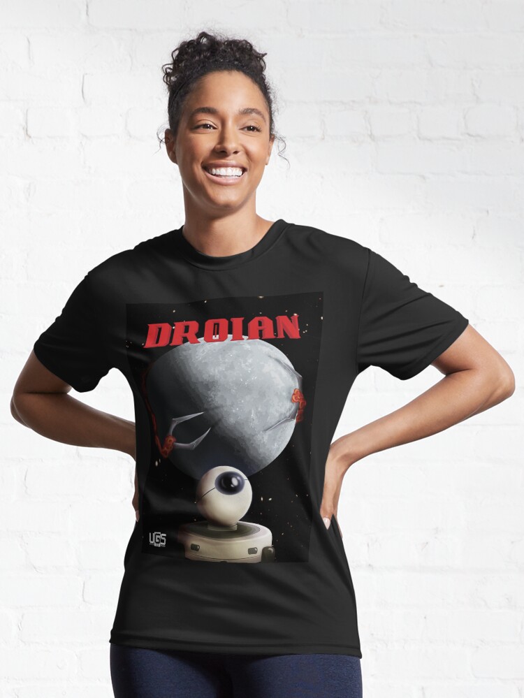 Thumbnail 6 of 7, Active T-Shirt, Droian The Indie Game - Retro Sci-fi Horror Metroidvania Poster designed and sold by UGSstudios.