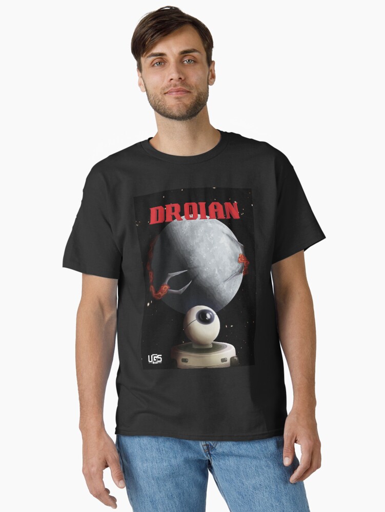 Thumbnail 2 of 7, Classic T-Shirt, Droian The Indie Game - Retro Sci-fi Horror Metroidvania Poster designed and sold by UGSstudios.