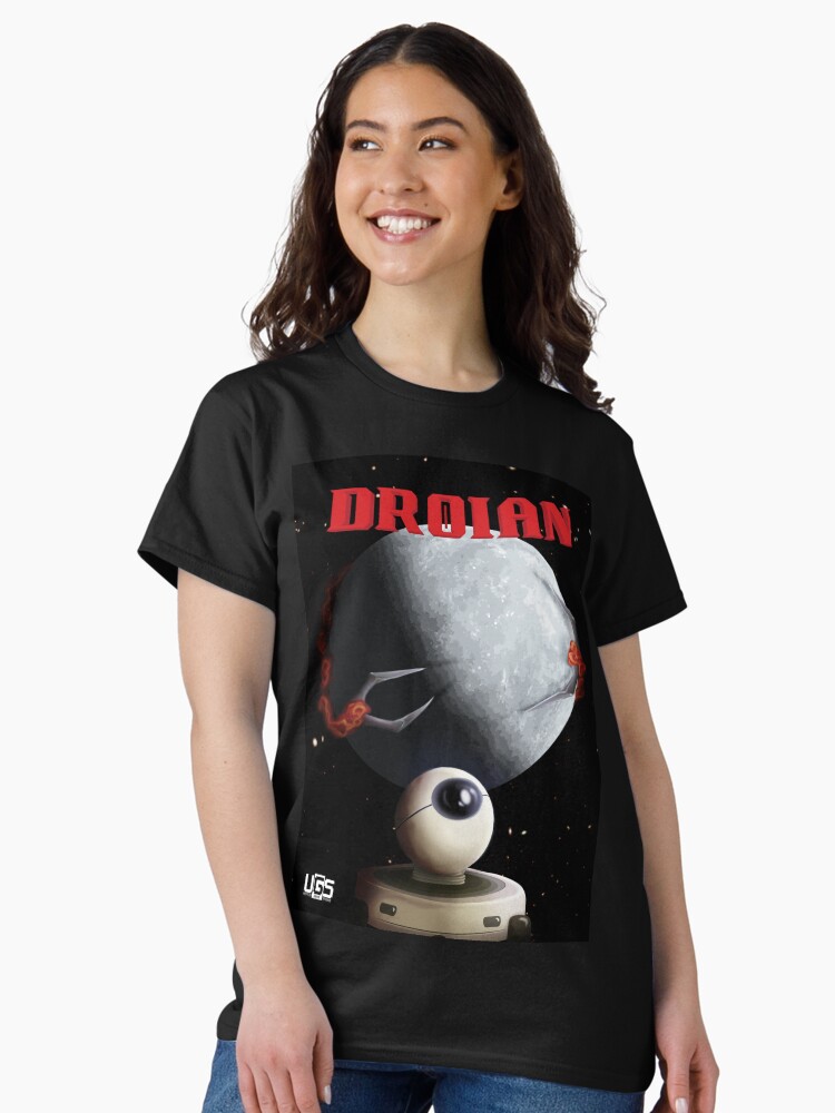 Thumbnail 1 of 7, Classic T-Shirt, Droian The Indie Game - Retro Sci-fi Horror Metroidvania Poster designed and sold by UGSstudios.