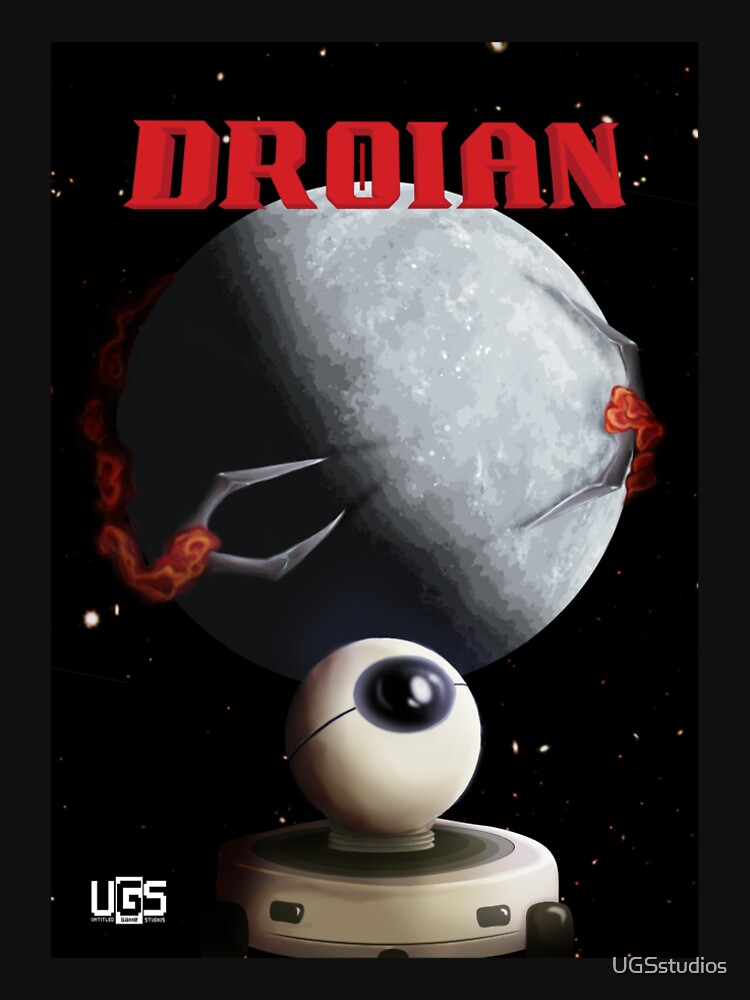 Thumbnail 6 of 6, Premium T-Shirt, Droian The Indie Game - Retro Sci-fi Horror Metroidvania Poster designed and sold by UGSstudios.