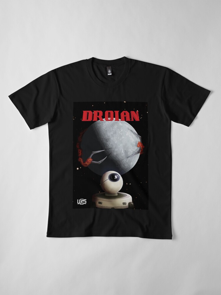 Thumbnail 4 of 6, Premium T-Shirt, Droian The Indie Game - Retro Sci-fi Horror Metroidvania Poster designed and sold by UGSstudios.