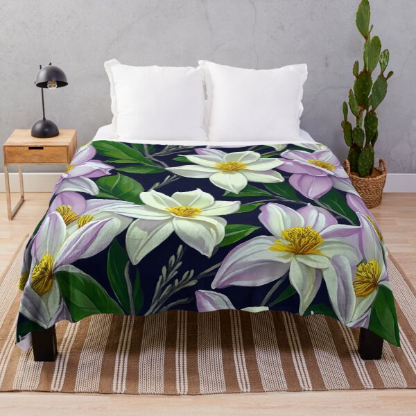 Item preview, White and Lilac Gardenias with Yellow centers designed and sold by MaxnGeorge.