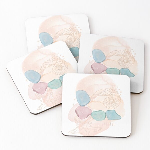Item preview, pastel colors, seashells and colored stones designed and sold by FeyzaAydin.
