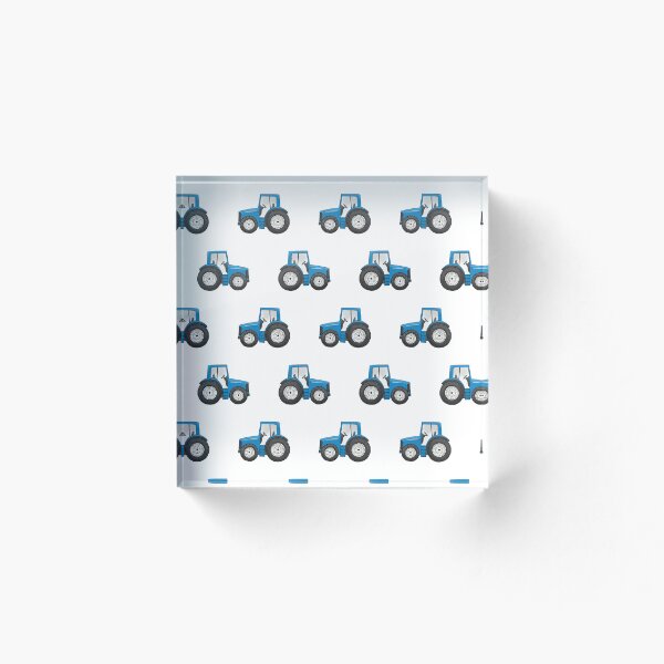 Item preview, Rows of Blue Tractors farm pattern on a white background designed and sold by HazelFisher.
