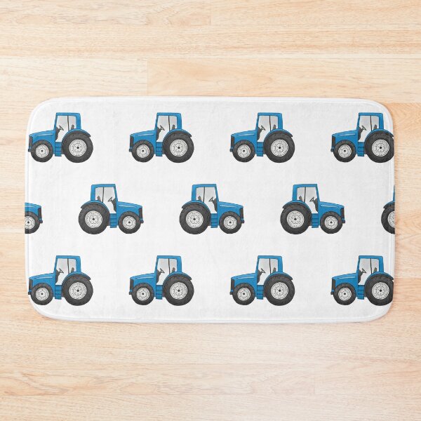 Item preview, Rows of Blue Tractors farm pattern on a white background designed and sold by HazelFisher.