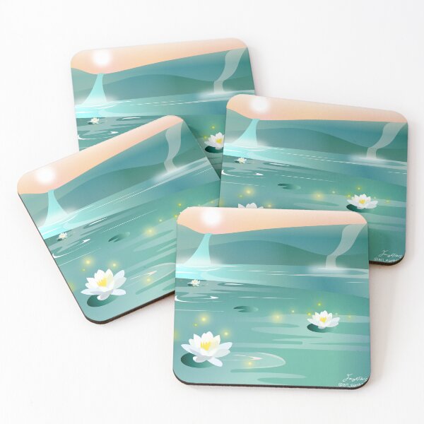 Item preview, Lotus flowers and fire flies designed and sold by Art-Earthling.