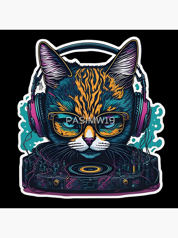 Dj cat meme sticker Poster for Sale by ButterflyBoiUgh