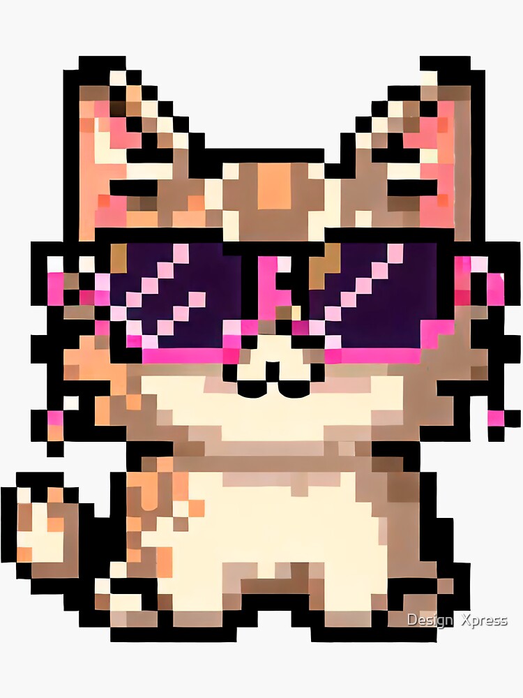 Cute Cat Pixel Art  Sticker for Sale by Jaade Santos Ferreira