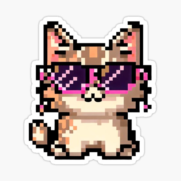 Cute Cat Pixel Art  Sticker for Sale by Jaade Santos Ferreira