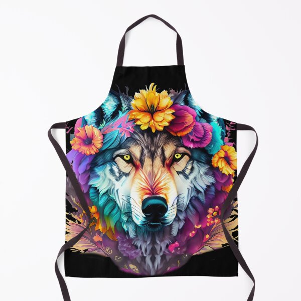 Item preview, colorful wolf with flowers designed and sold by czarnyfeniks.