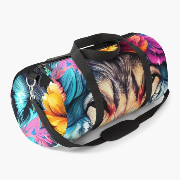 Item preview, colorful wolf with flowers designed and sold by czarnyfeniks.