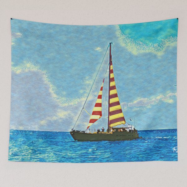 Item preview, STRIPED SAILBOAT  designed and sold by ArtbyRolleen.