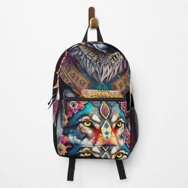 Item preview, colorful wolf with flowers designed and sold by czarnyfeniks.