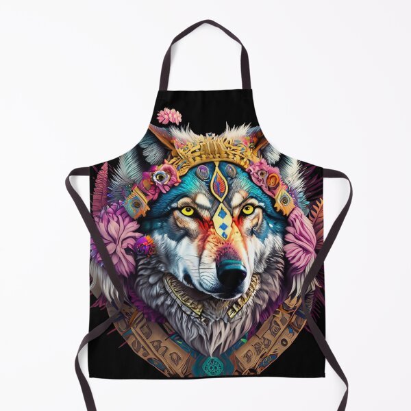 Item preview, colorful wolf with flowers designed and sold by czarnyfeniks.