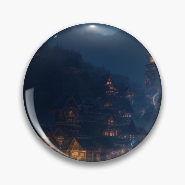 Item preview, Moonlit Whimsy: Illuminated Village Under Lunar Gaze designed and sold by GoodWitch24.