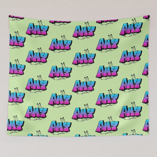 Item preview, AMY Name Butterfly Barb Wire Blue Pink Thick Fonts designed and sold by BunBuntheDog-.
