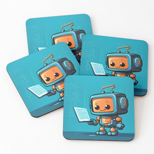 Item preview, A cartoony a cute friendly robot that is made out of computer code designed and sold by Gabi.Media.