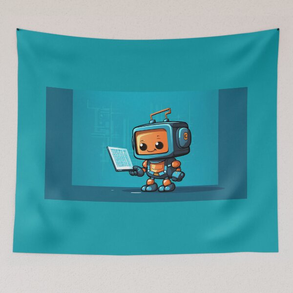 Item preview, A cartoony a cute friendly robot that is made out of computer code designed and sold by Gabi.Media.