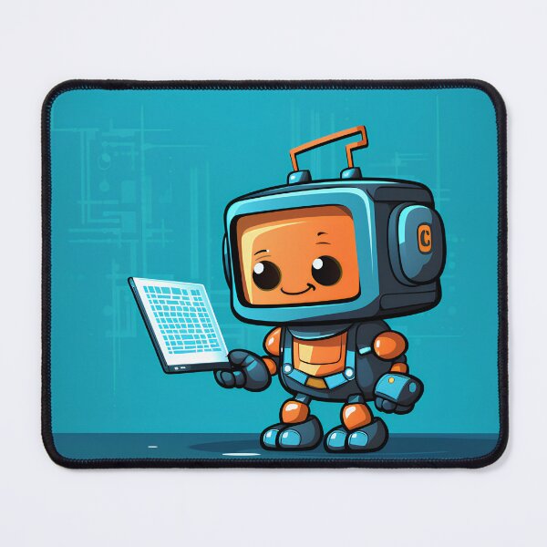 Item preview, A cartoony a cute friendly robot that is made out of computer code designed and sold by Gabi.Media.