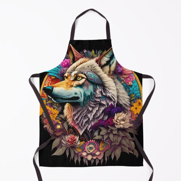 Item preview, colorful wolf with flowers designed and sold by czarnyfeniks.