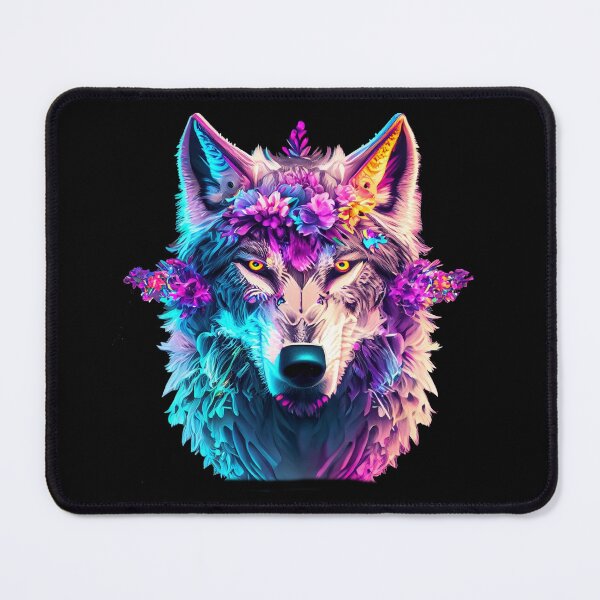 Item preview, colorful wolf with flowers designed and sold by czarnyfeniks.