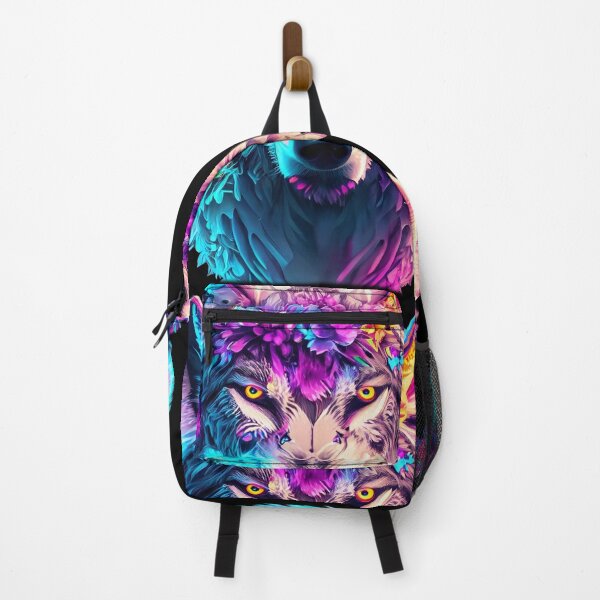 Item preview, colorful wolf with flowers designed and sold by czarnyfeniks.