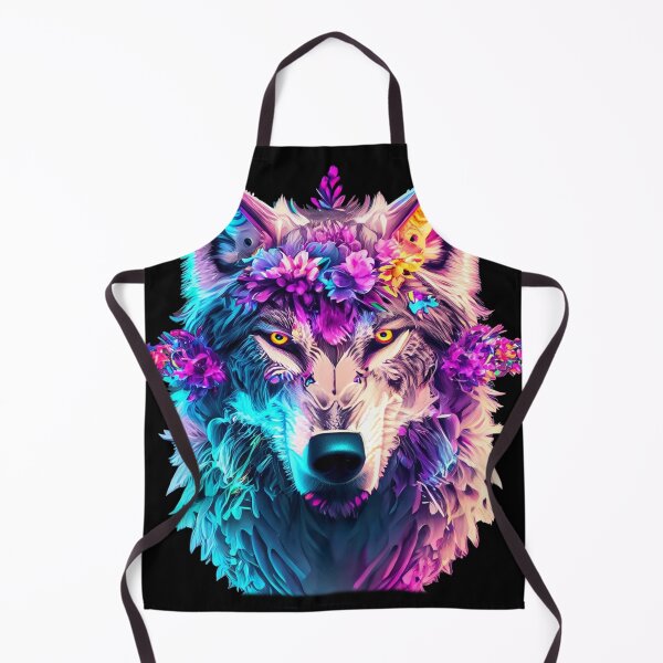 Item preview, colorful wolf with flowers designed and sold by czarnyfeniks.
