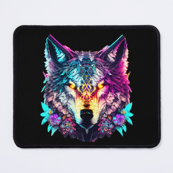 Item preview, colorful wolf with flowers designed and sold by czarnyfeniks.