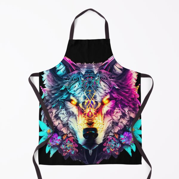 Item preview, colorful wolf with flowers designed and sold by czarnyfeniks.