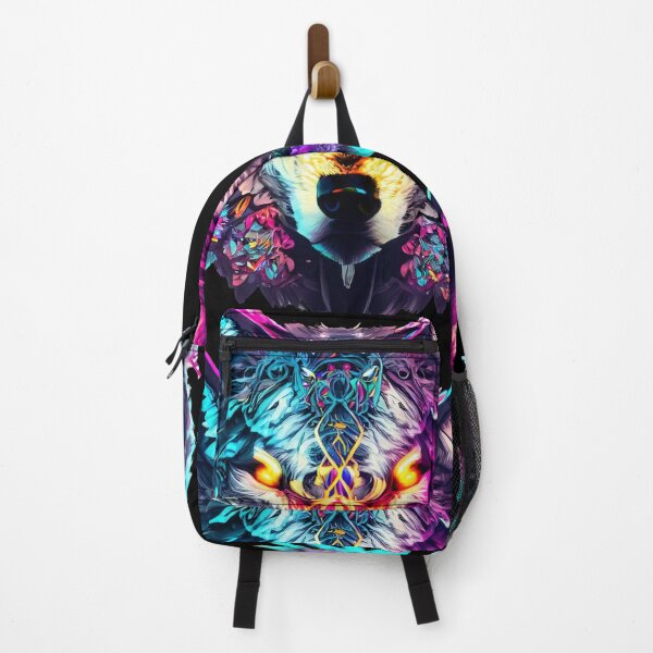 Item preview, colorful wolf with flowers designed and sold by czarnyfeniks.