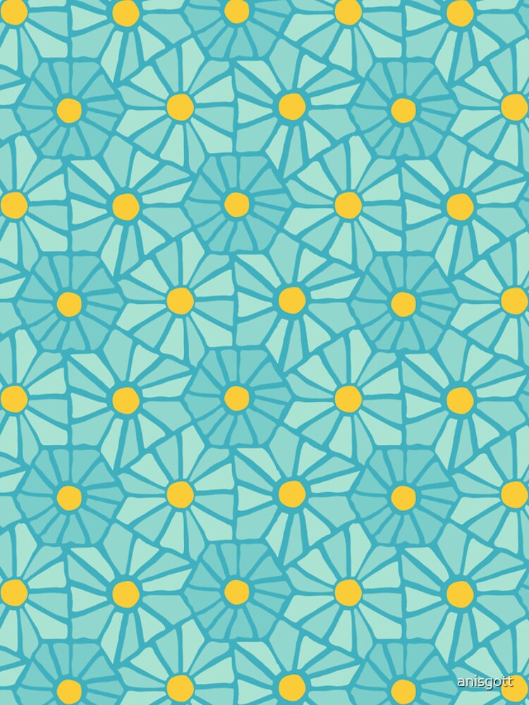 Thumbnail 4 of 4, iPhone Case, Tessellated Flowers Pattern - Teal Tiles (micro) designed and sold by anisgott.