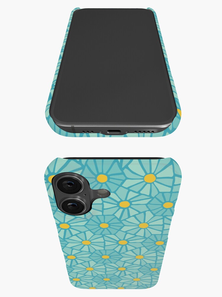 Thumbnail 3 of 4, iPhone Case, Tessellated Flowers Pattern - Teal Tiles (micro) designed and sold by anisgott.