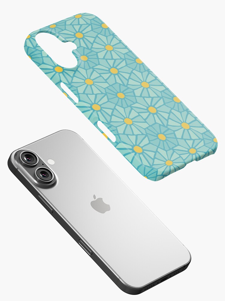 Thumbnail 2 of 4, iPhone Case, Tessellated Flowers Pattern - Teal Tiles (micro) designed and sold by anisgott.