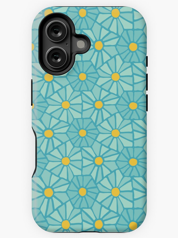 Thumbnail 1 of 4, iPhone Case, Tessellated Flowers Pattern - Teal Tiles (micro) designed and sold by anisgott.
