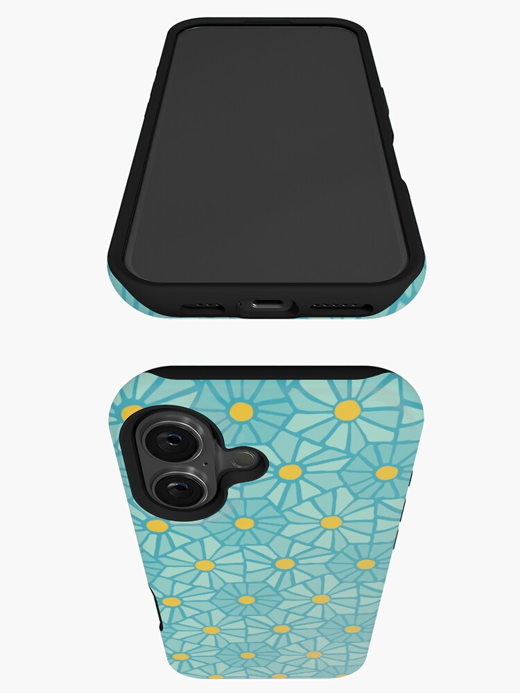 Thumbnail 3 of 4, iPhone Case, Tessellated Flowers Pattern - Teal Tiles (micro) designed and sold by anisgott.